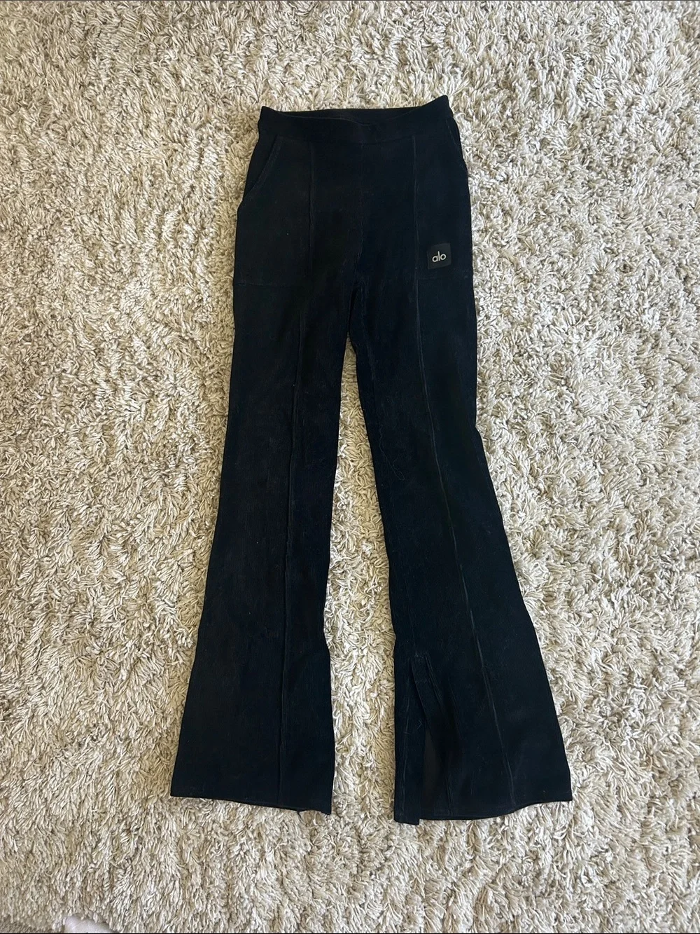 ALO Yoga Black Micro Corduory Pants